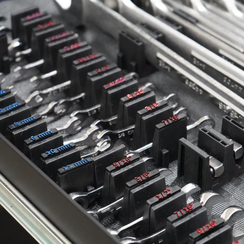 Toolbox Widget SAE Wrench Size Labels (5/32"–1") – 25 Modular Inserts for Vertical Wrench Organizers