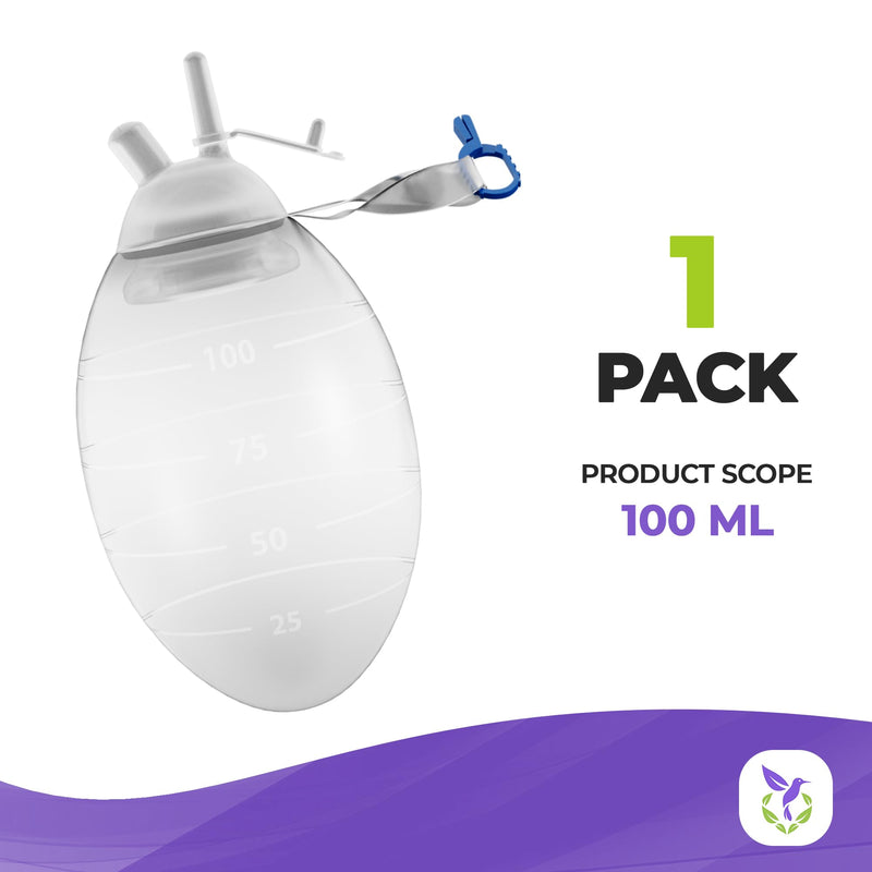 [Australia - AusPower] - AMZ Wound Drainage Bulb 100 ML. Oval Shape Silicone Bulb Evacuator Medical Suction. Surgical Drainage Bulb. Needle-Free Wound Drainage Reservoir for Closed Wound. Jackson Pratt Drain Bulb 1 Pack 