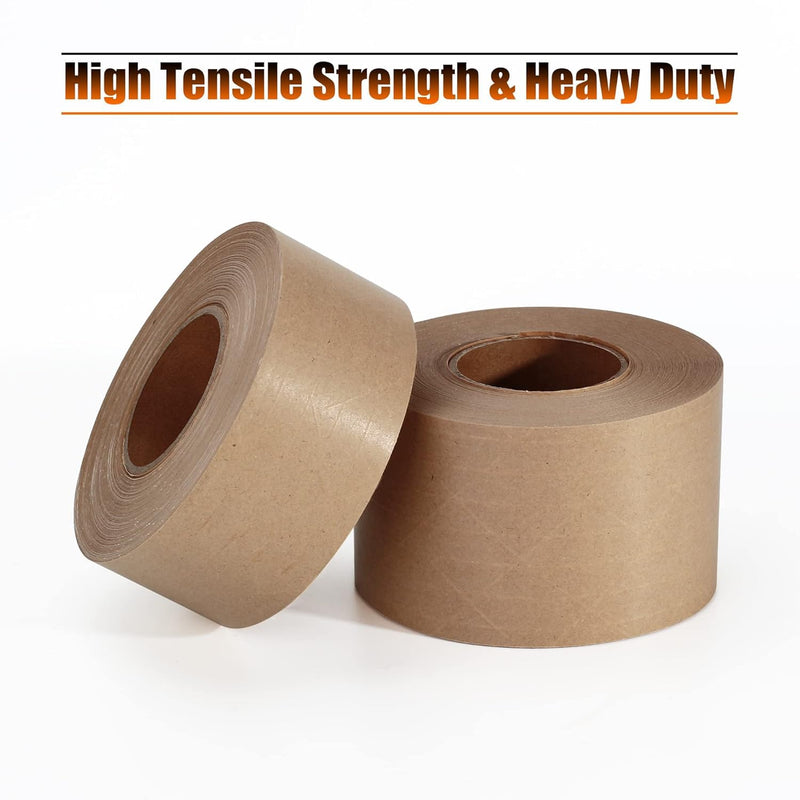 LLPT Kraft Paper Gummed Tape 1.97” x 110 Yards 1 Pack Reinforced Fiberglass Water Activated Kraft Tape Brown Packing Tape Heavy Duty for Mailing Shipping Sealing Boxes (PGB50110R01) 1.97" x 110 yds