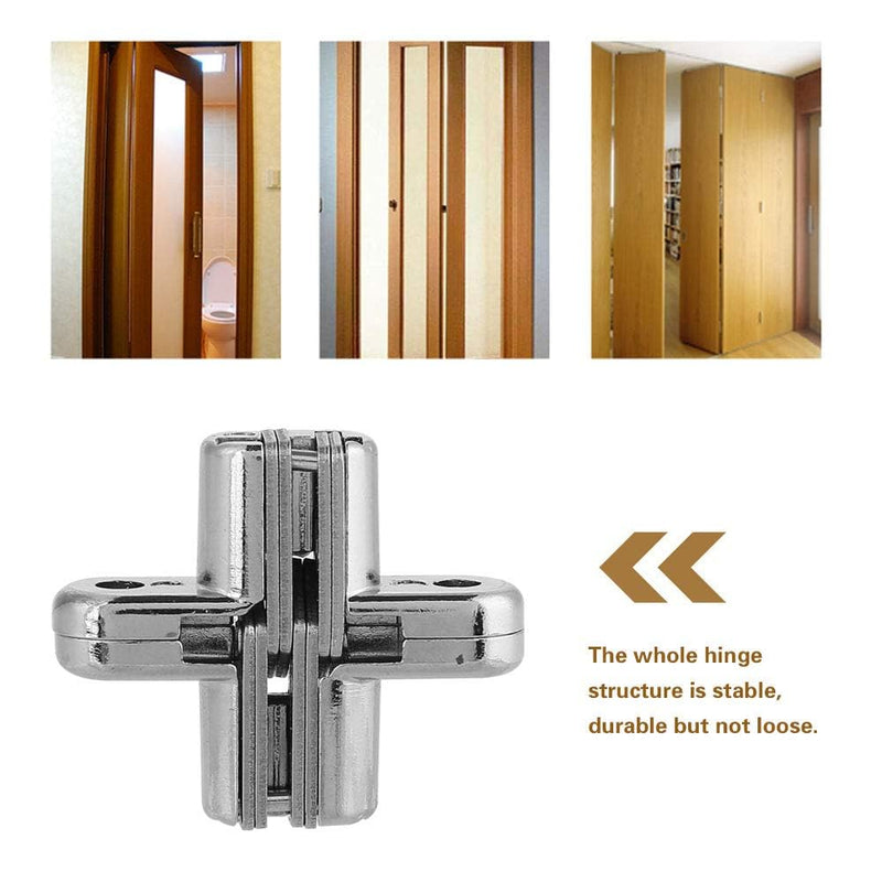 [Australia - AusPower] - 2pcs 180 Degree Hidden Hinges, Zinc Alloy Invisible Concealed Cross Door Hinge Easy Installation Furniture Cabinet Kit (XS) 