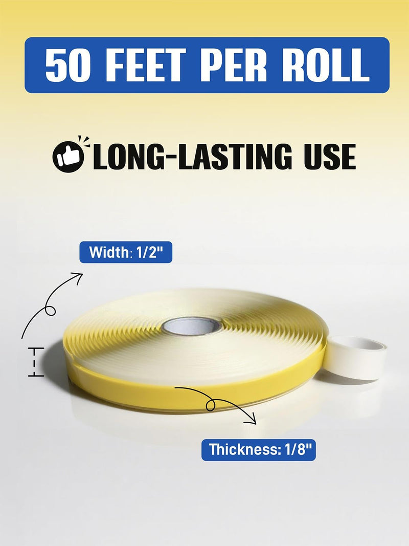 50ft Roll High-Temp No-Leak Vacuum Seal Tape, Yellow Tacky Tape, Premium Vacuum Bagging Supplies & Vacuum Packaging Tape Kits, Ideal for Carbon Fiber, Fiberglass, Epoxy & Resin Composites Projects