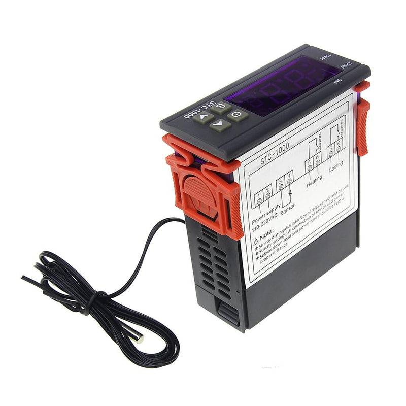 [Australia - AusPower] - 2 PCS STC-1000 10A DC 12V Digital LED Temperature Controller Thermostat Control Switch 2 Relay Output and NTC 10K Thermistor Sensors Digital Temperature Probe 
