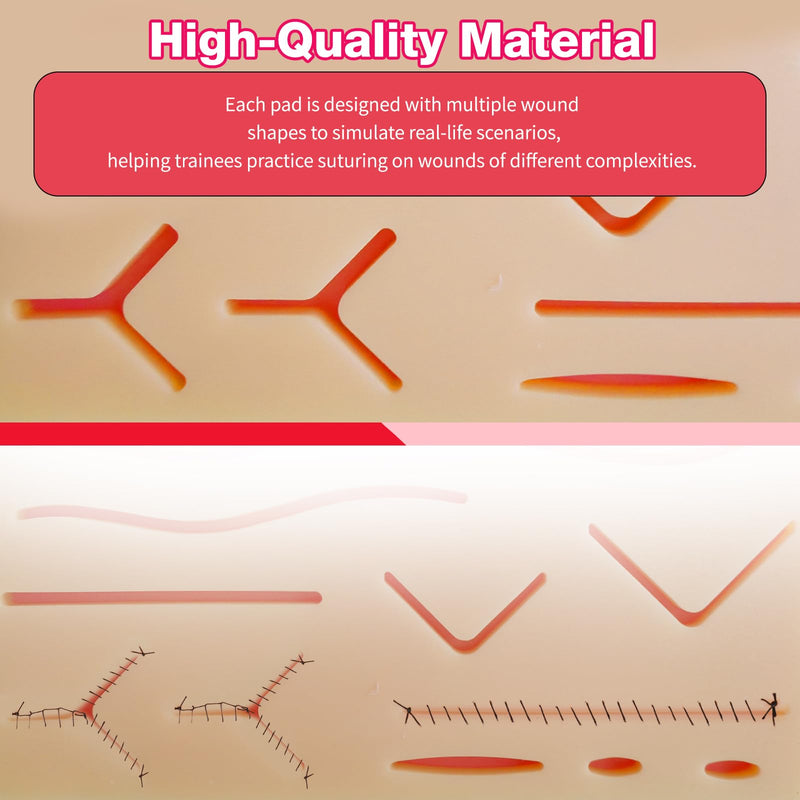 [Australia - AusPower] - 3 Pcs Suture Pad 3 Layer Suture Practice Pad with Wounds Suture Practice Kit, Hard to Rip, Tear or Break for Medical and Vet Students Veterinarian Nurses Training and Practice 