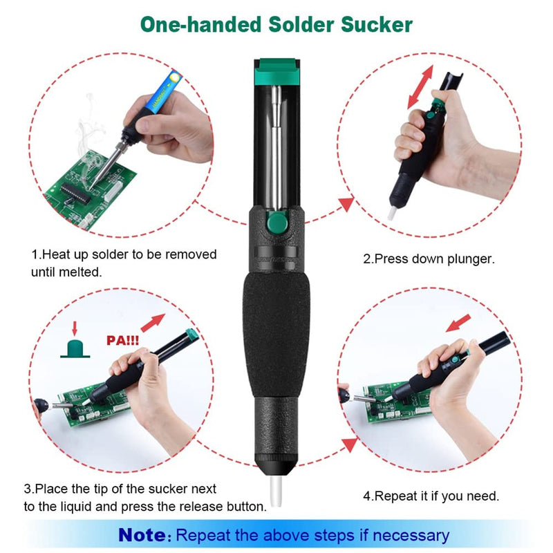 Double Ring Desoldering Suction Pump Made of Plastic, Powerful Soldering Suction Vacuum Cleaner with 5 Additional Nozzles