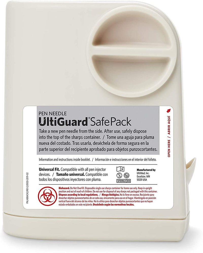 [Australia - AusPower] - All-in-One UltiGuard Safe Pack Pen Needles and Sharps Container for at-Home Insulin Injections and Safe Needle Disposal, Size: Mini 4mm (5/32”) x 32G, 100 Count 