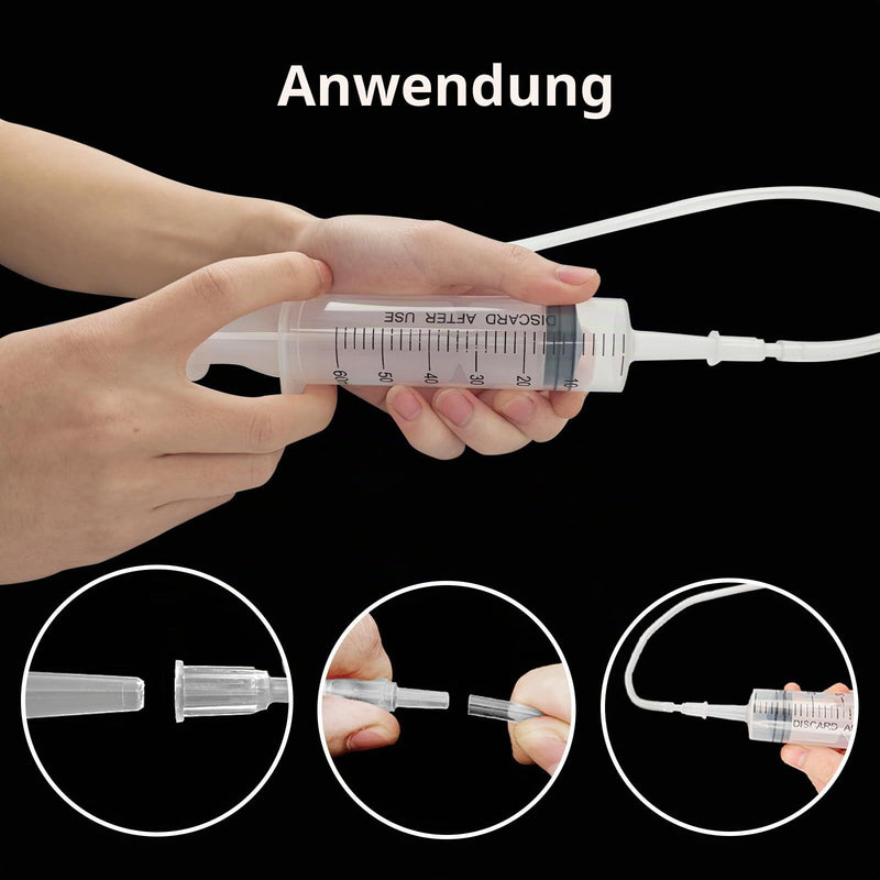 Pack of 2 60 ml Syringes with Hose, Reusable Dosing Syringes | Syringe Catheter, 60 ml (50 ml) Individually Packed Syringe without Needle for Scientific Laboratories, Garden Irrigation, Industry