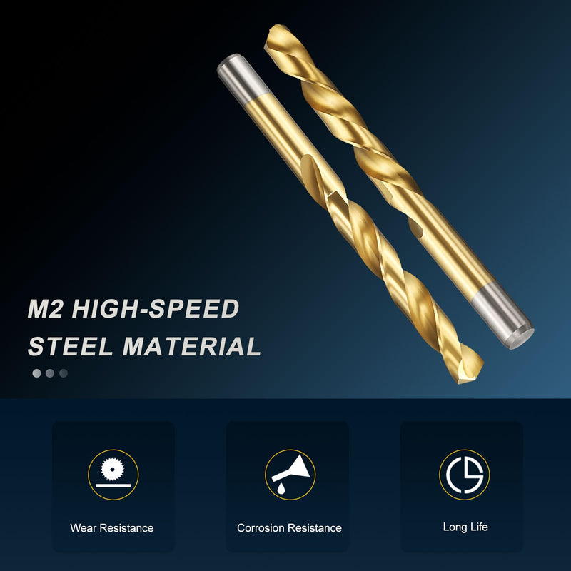 PATIKIL 12.5mm Drill Bit, Jobber Straight Shank M2 High-Speed Steel 135° Titanium Nitride TiN Coated for Stainless Steel Hard Metal - 6 Pack