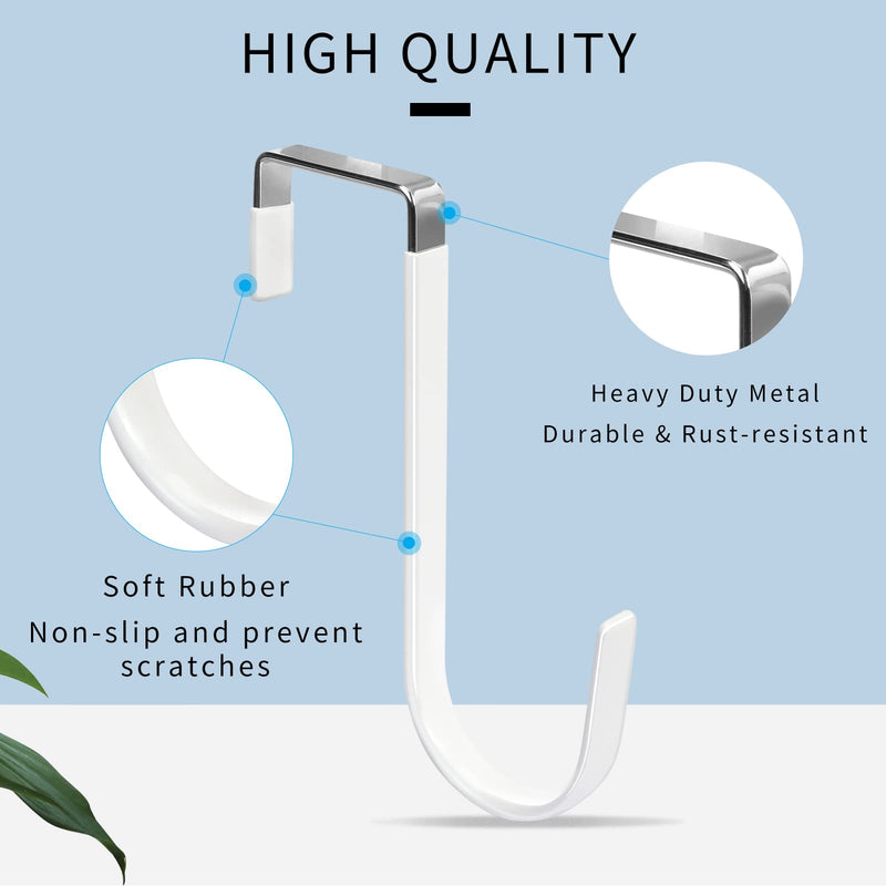 [Australia - AusPower] - FYY Over the Door Hooks, 4 Pack Hangers Hooks with Rubber Prevent Scratches Heavy Duty Organizer for Living Room, Bathroom, Bedroom, Kitchen Hanging Clothes, Towels, Hats, Coats, Bags White Short A White 