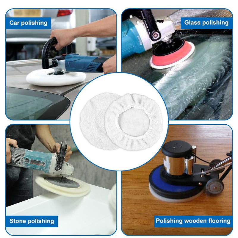 [Australia - AusPower] - Pack of 4 Lambswool Polishing Hoods Suitable for 220 mm-250 mm Polishing Machines for Einhell Cordless Car Polisher Ce-Cb 18/254 Li&Cc-Po 90, Suitable for Car Paint, Metal Polishing and Wood Surface 