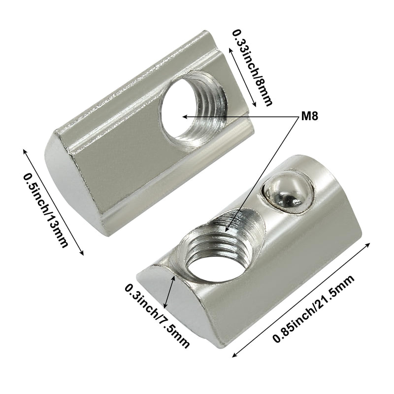 [Australia - AusPower] - Waziaqoc 12PCS 4040 Series M8 Half Round Roll in Spring T Nuts, T Slot Nut for t-Slot Aluminum Profile 