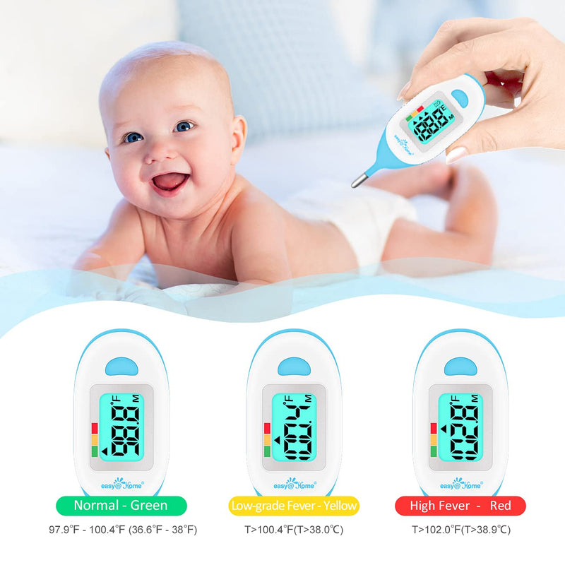 [Australia - AusPower] - Baby Rectal Thermometer with Fever Indicator - Easy@Home Perfect Newborn and Infant Digital Thermometer with LCD Display Reading Body Temperature-Kid and Baby Item with Accurate Fast Reading - EMT-027 