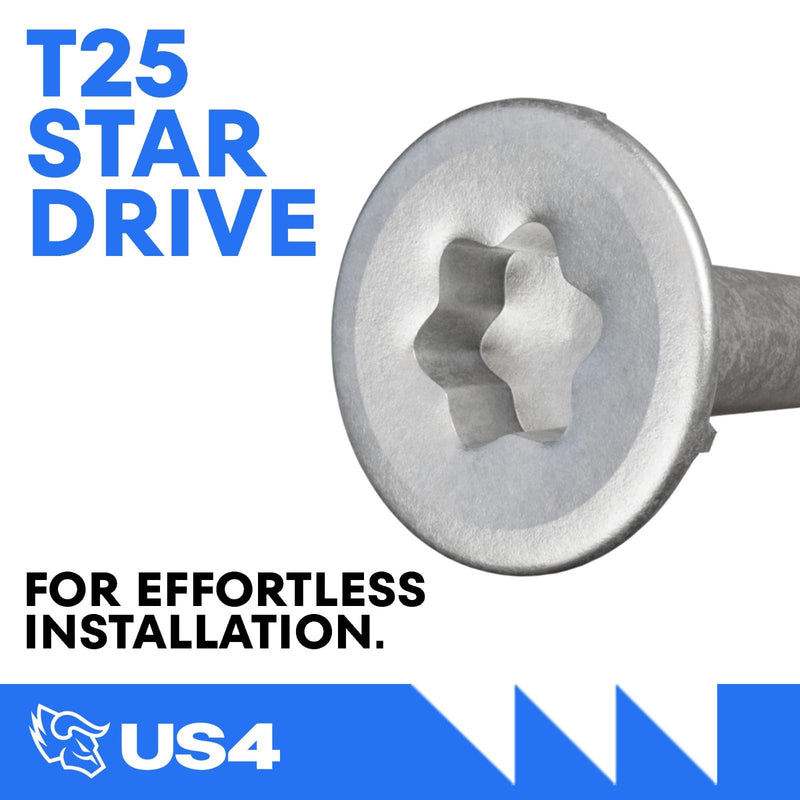 US4 - #10 x 2-1/2" Cedar Flat Head Screws Stainless Steel | Stainless Steel Wood Screws | | T25 Star Drive | Self-Drilling Screws for Framing, Subflooring & Decking | 305 SS (100, #10x2.5 Inches) 100 #10 x 2-1/2"