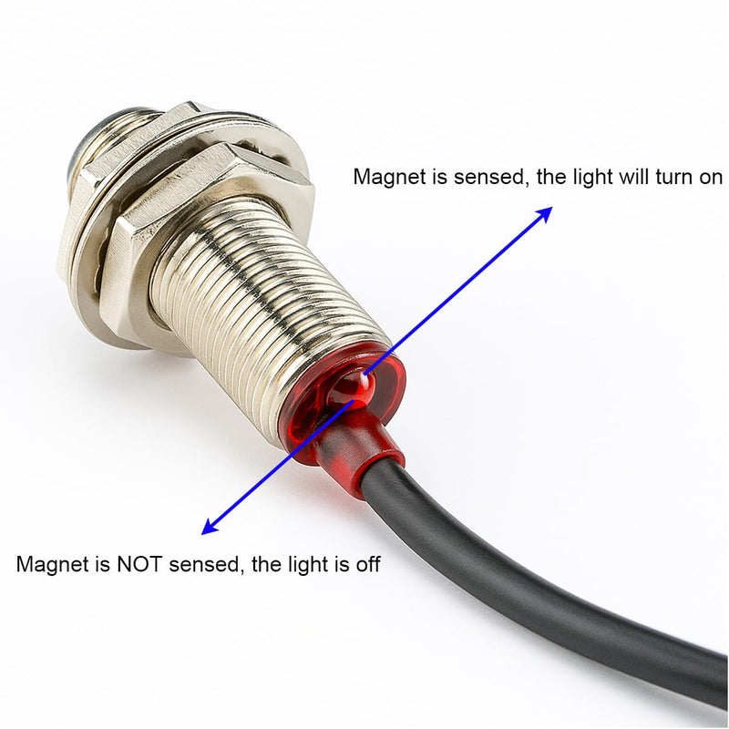 Gebildet Hall Effect Proximity Sensor 12 mm, DC 5-30 V, Inductive Switch, NPN NO (Normally Open) with Magnet, NJK-5002C, Detection Distance: 10 mm