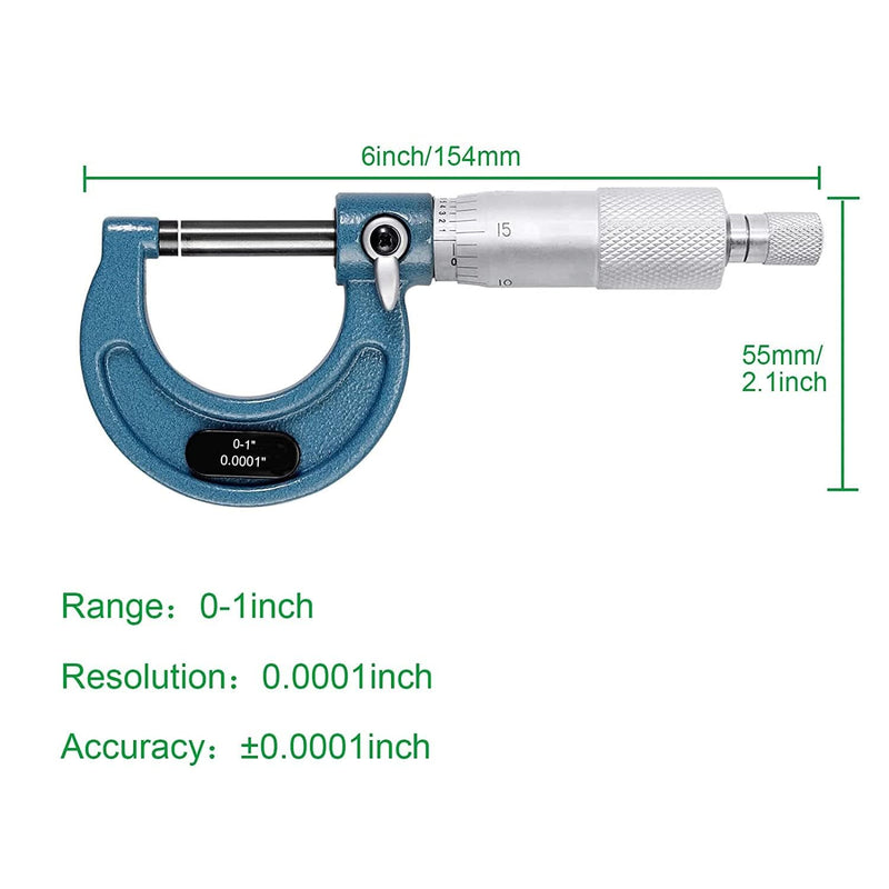 [Australia - AusPower] - HDLNKAK 0-1" Outside Micrometer + 6 Pack Telescoping Gage Set + Digital Vernier Caliper (Green), 6 Inch Caliper Tool for House, Alloy Precision Micrometer, Machinist Toolhold/DIY, 