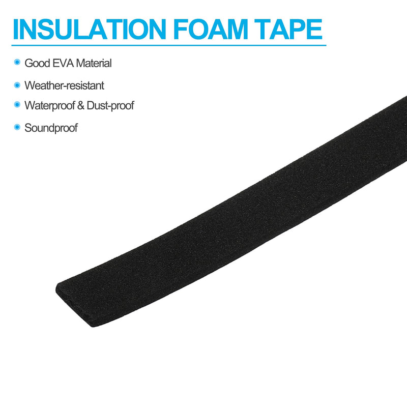 PATIKIL 5/8" W x 1/8" T x 16.4Ft EVA Single Sided Foam Tape, 3Pcs Multipurpose Sealing Strip Foam Waterproof Weather Stripping Foam Sealing Foam Strips with Adhesive for Door, Black 5/8"W x 1/8"T x 16.4Ft