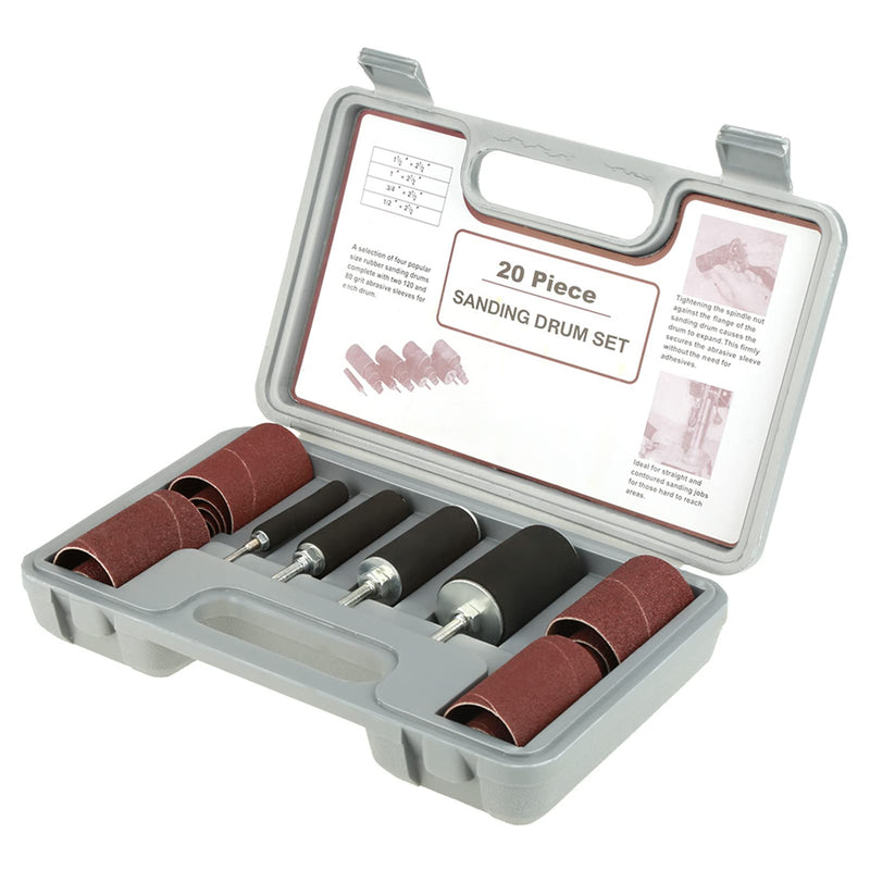 Sanding Roller Set, 20 Pieces Sanding Sleeve Set, Sanding Drum Drill Kit, Spindle Sander, Grinding Cylinder for Power Tools, Mini Rotary Tool Accessories