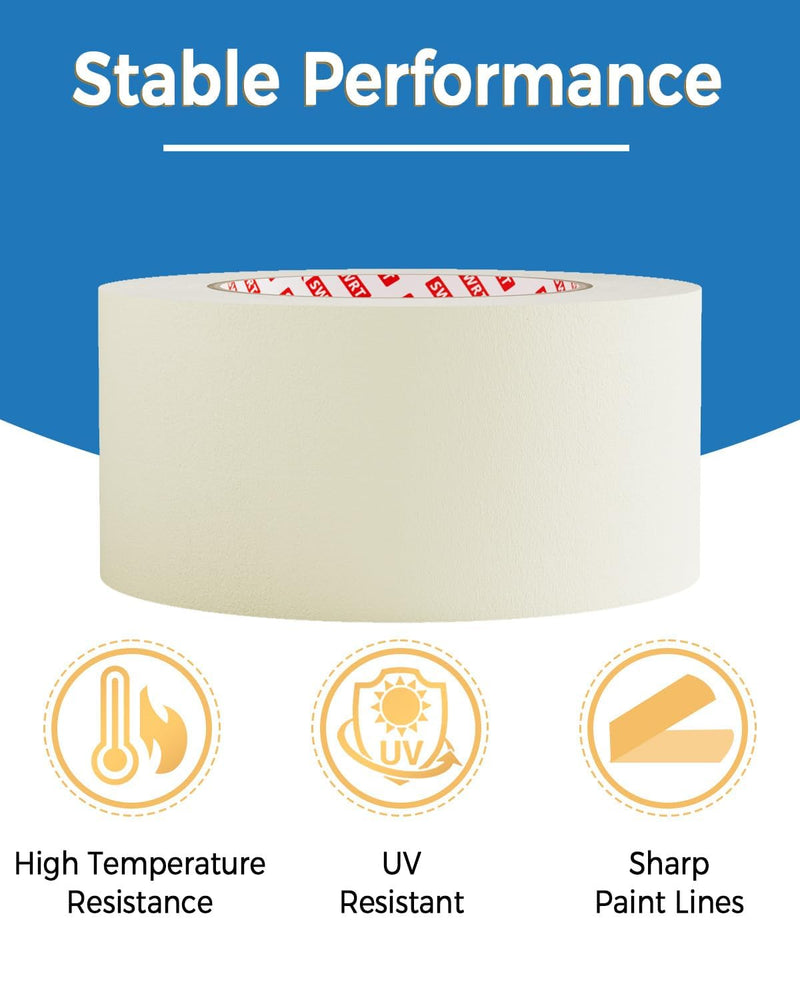 SWRT Masking Tape 2 Inch Wide x 55 Yards, 24 Rolls (1320 Total Yards), White Painters Tape for Painting, Packaging & Labeling, Clean Removal, Easy Tear, Multi Surface Adhesion Making Tape Bulk
