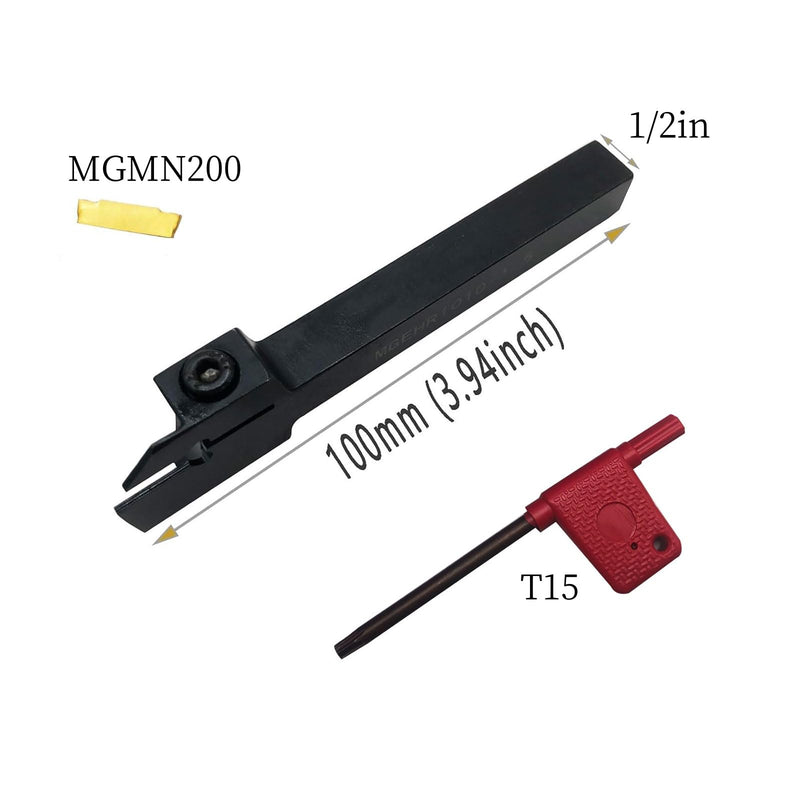[Australia - AusPower] - 12PCS 1/2” Grooving Tool Holder MGEHR1212-2 with MGMN200 Grooving Insert Cut Off Parting Tools Turning Insert Carbide Insert for Steel Grooving Width 0.78" 1/2" Groovinng holder + MGMN200 