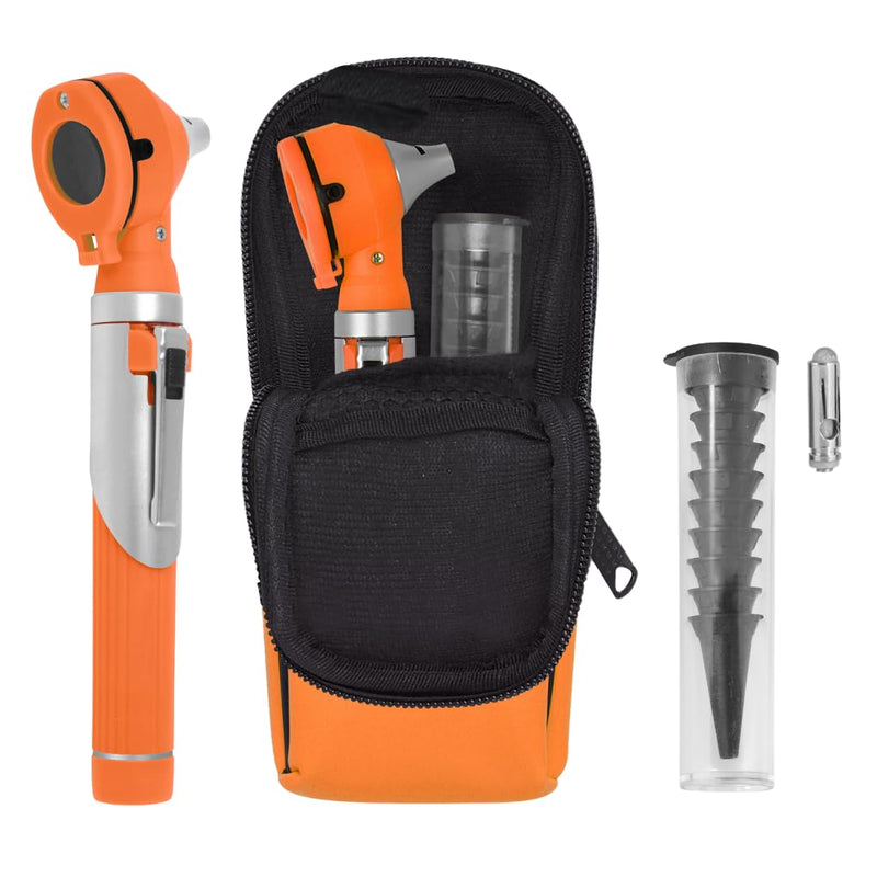 [Australia - AusPower] - Mini Otoscope - Ear Scope with Light, Ear Infection Detector Mini Otoscope - Portable Ear Light and Exam Kit for Home Use - 3X Magnifying Fiber Optic Scope (Orange) Orange 