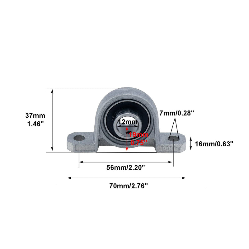 4Pcs 12mm/0.47" Diameter Ball Mounted Pillow Block Insert Bearing(12mm) 12mm/0.47"