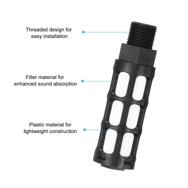 [Australia - AusPower] - PATIKIL Air Muffler G 3/8, 2 Pack Plastic Air Compressor Exhaust Muffler Filter Air Solenoid Valve Muffler Fit for, Black 