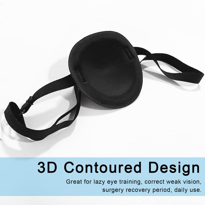 [Australia - AusPower] - 2PCS Eye Patch, Medical Eye Patches for Adults, Adjustable 3D Eye Patch, Soft Amblyopia Lazy Eye Patches for Left or Right Eyes, for Adults and Kids (Black, Blue) Black & Blue 