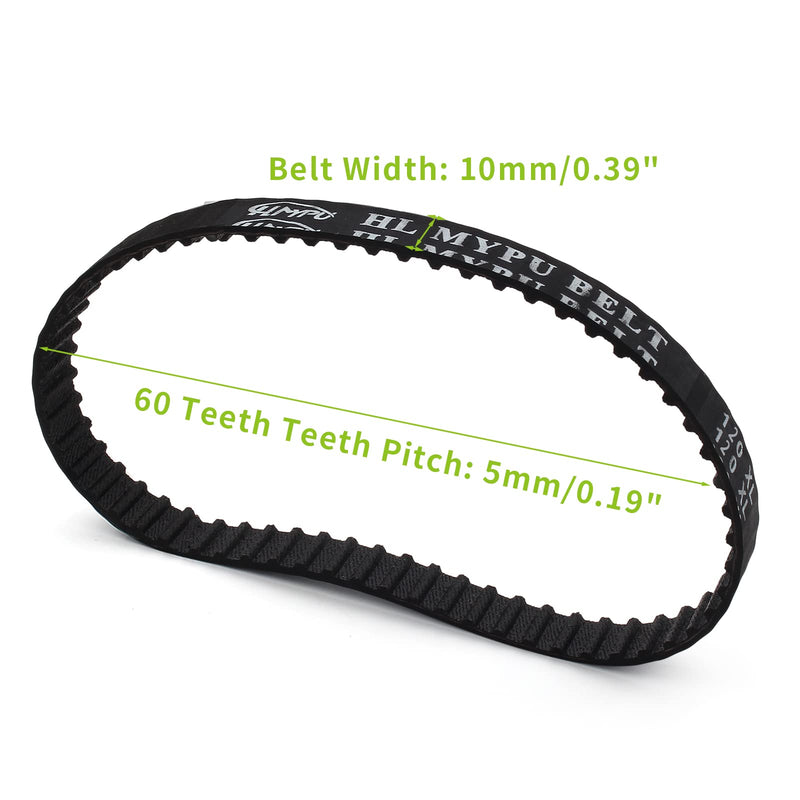 [Australia - AusPower] - 2pcs 120XL Timing Belt 60 Teeth Rubber Drive Belt 5mm Pitch 10mm Width Black Geared Belt (120XL037) 2 