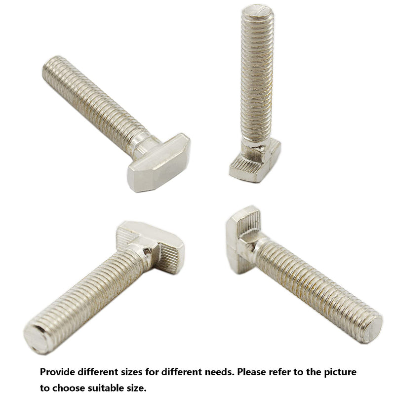 [Australia - AusPower] - 20 PCS M8 Thread T-Slot Drop-in Stud Sliding Screw Bolt, TTZEZE Heavy Duty Silver Tone Carbon Steel Nickel Plated Hammer Head Bolt T Shape Screws for European Standard 40 Series Aluminum Profile M8x40mm 