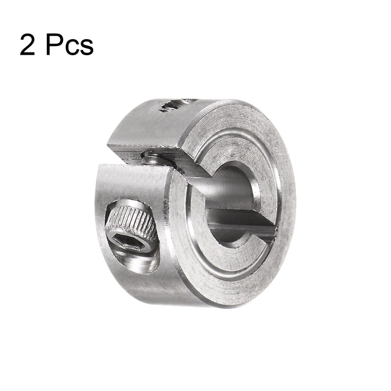 [Australia - AusPower] - uxcell 2pcs Single Split Clamp-On Shaft Collar 1/4" Bore One-Piece Clamping Collar, 11/16" OD, 5/16" Width, 304 Stainless Steel Axle Collar Clamp, Set Screw Style 