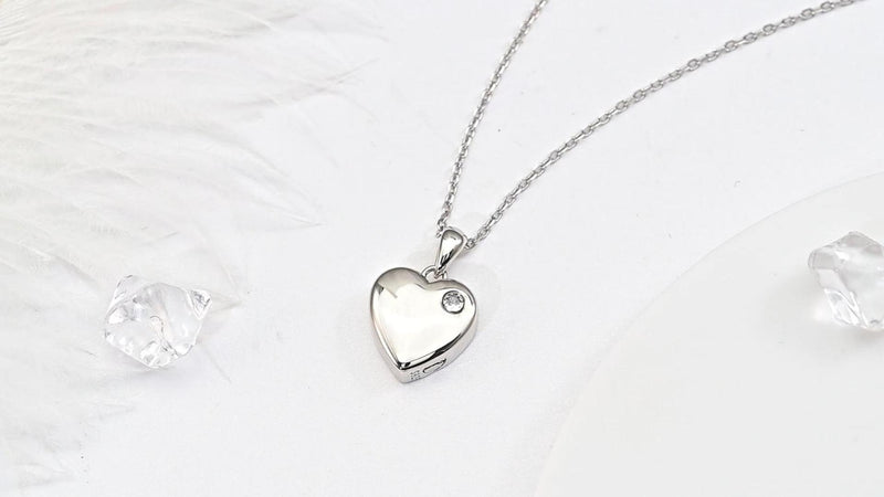 925 Sterling Silver Heart Urn Necklace for Ashes Memorial Keepsake Pendant