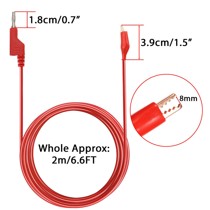 [Australia - AusPower] - Sumnacon Multimeter Test Lead Set of 2 6.6Ft/2M Stackable Banana Plug to Alligator Clips Test Cable Kit with Protective,Soft Silicone Flexible Electrical Test Wire Leads for Electrical Testing 500V/5A 