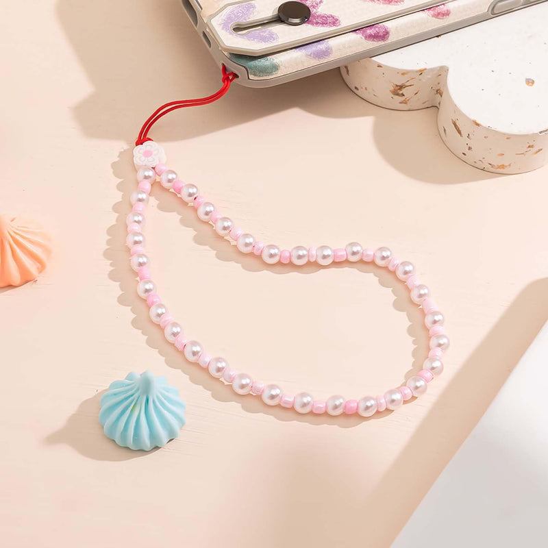 [Australia - AusPower] - Beaded Phone Charms Lanyard Strap Girly Style Fixed Beads Pearls Lanyards PH-fb-33 