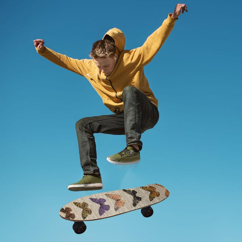 Skateboard Grip Tape Sheet 33.1 x 9.1 Inch Longboard Grip Tape Griptape Skateboard Scooter Sandpaper Griptape Beige Vintage Butterflies