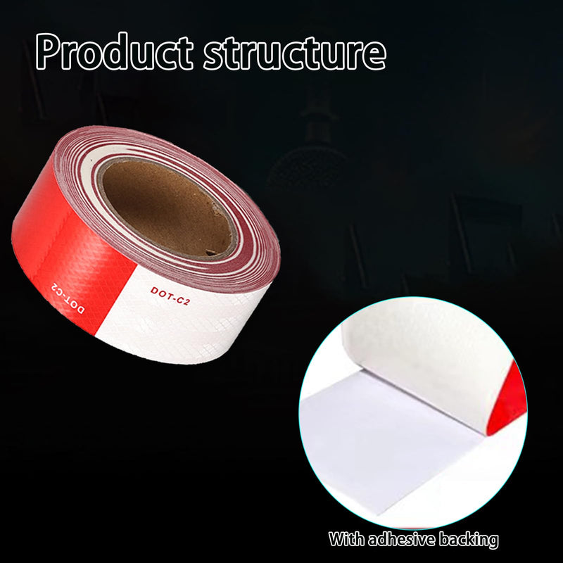 DOT-C2 Reflective Tape 2 Inch x 50 Feet Red White Reflective Tape Outdoor Waterproof Conspicuity Strong Adhesive Reflector Tape Warning Safety Tape for Vehicles Trailers Boats Signs