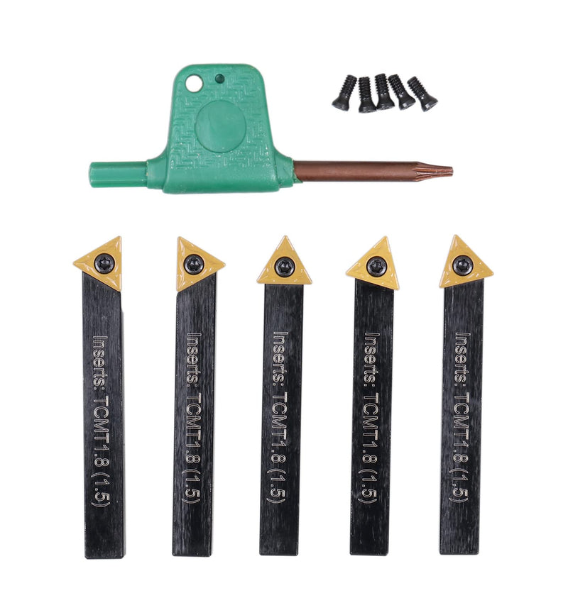 [Australia - AusPower] - Accusize Industrial Tools 1/4'' by 2'' Oal 5 Pc Indexable Turning Tool Set with Tcmt1.8(1.5) Carbide Inserts, 2380-5022 1/4 in 