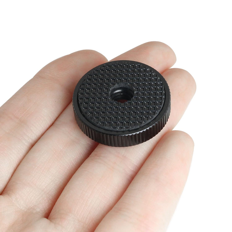 [Australia - AusPower] - 4PCS 1/4Inch Aluminum Alloy Female Thumb Wheel Lock Nut Adapter with Gasket, Hot Shoe Locking Knob Nut and Spacer, 1/4 Inch Knurled Screw Nut 26mm/1in Diameter 