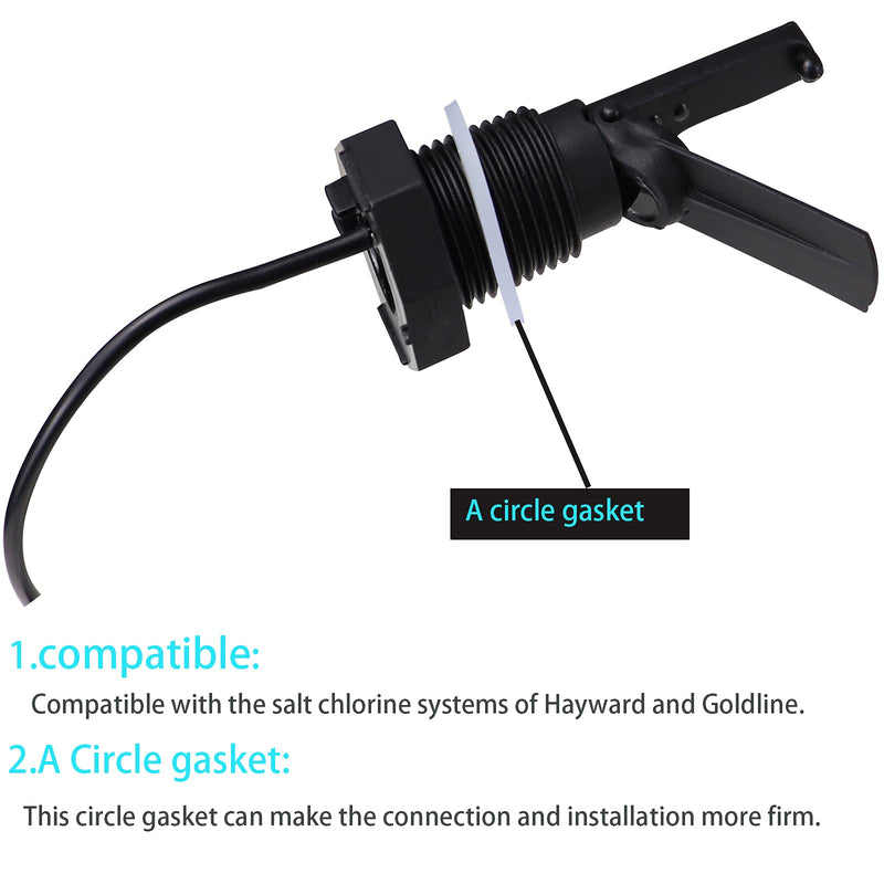 Glx-Flo-Rp Flow Switch for Hayward Goldline Aquarite Salt Systems, Pool Flow Sensor Suitable Hayward Salt Cell & Chlorine Generator, Flow Switch for Aqua Rite Swimming Pool Salt Cell with 15 Ft Cable 1 Black
