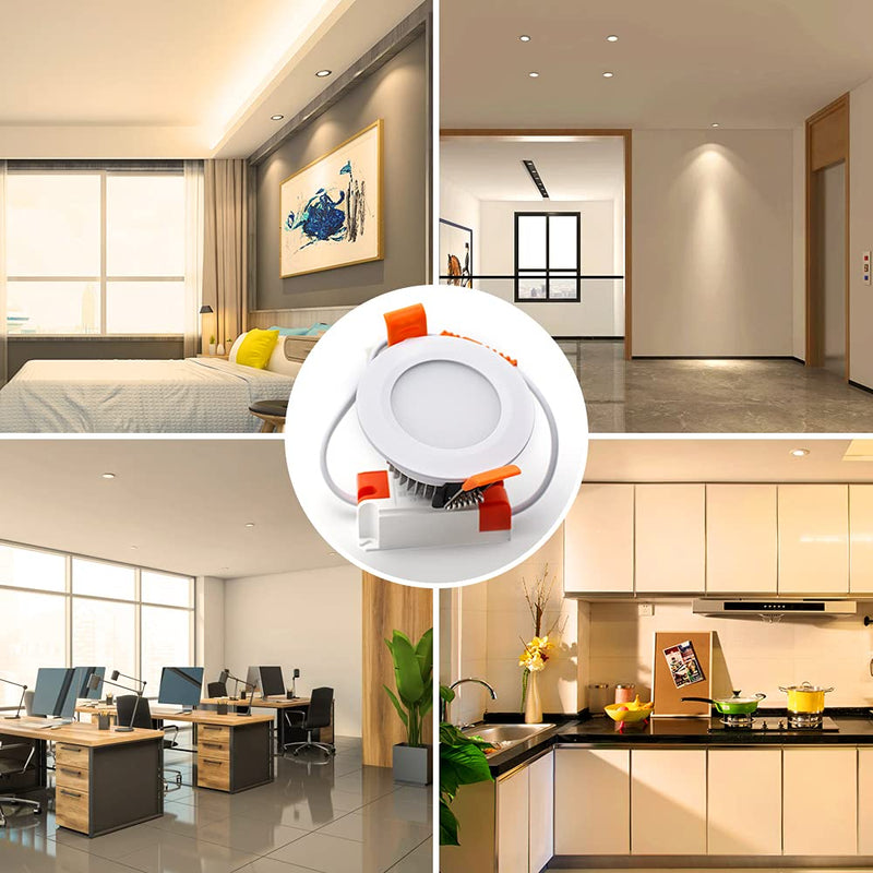 2 Inch LED Recessed Lights, Dimmable Mini Recessed Downlight, 3W(35W Halogen Equivalent), 3000K Warm White, CRI 80+, Canless Ceiling Light with LED Driver for Kitchen Hallway Cabinet, 8 Pack Warm White 3000K 2 inch 8 Pack
