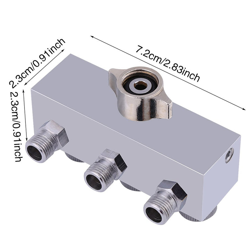[Australia - AusPower] - Airbrush Manifold 3 Way Airbrush Hose Splitter Manifold Fitting 1/8" BSP with Adjust Knob Valve 