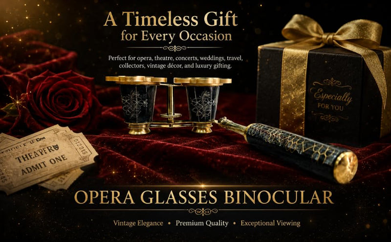 Opera Glasses Binoculars, 4x25 Vintage Brass Theater Binoculars, DF Glass with Coated Optics, Floral Engraved Design for Theater, Concerts & Events