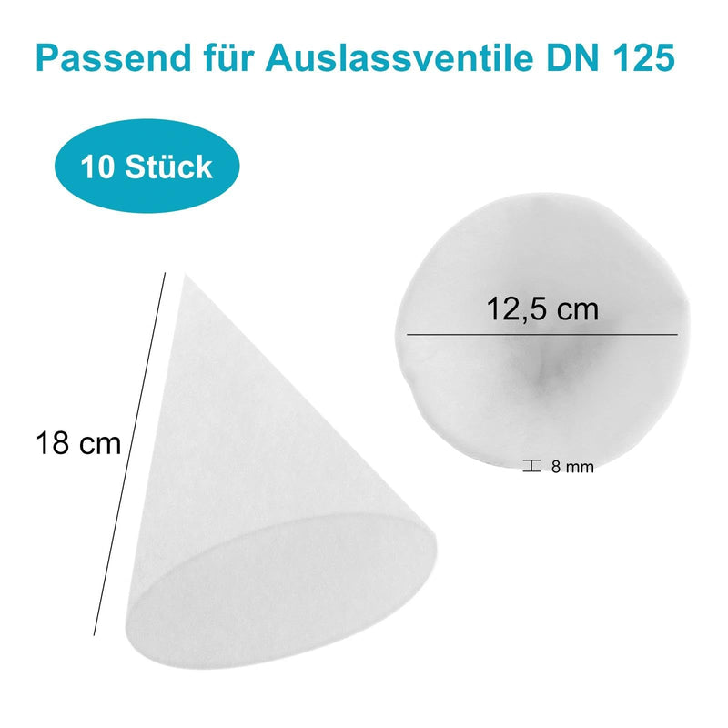 Pack of 10 Cone Filter DN 125 Filter Ventilation System Cone Filter DN 125 G4 Filter Mat Replacement Compatible Zehnder Pluggit Maico Helios Disc Valves Replacement Filter Suitable for | Filtermatte Ersatz, Kompatibel Zehnder, Pluggit, Maico, Helios Di...
