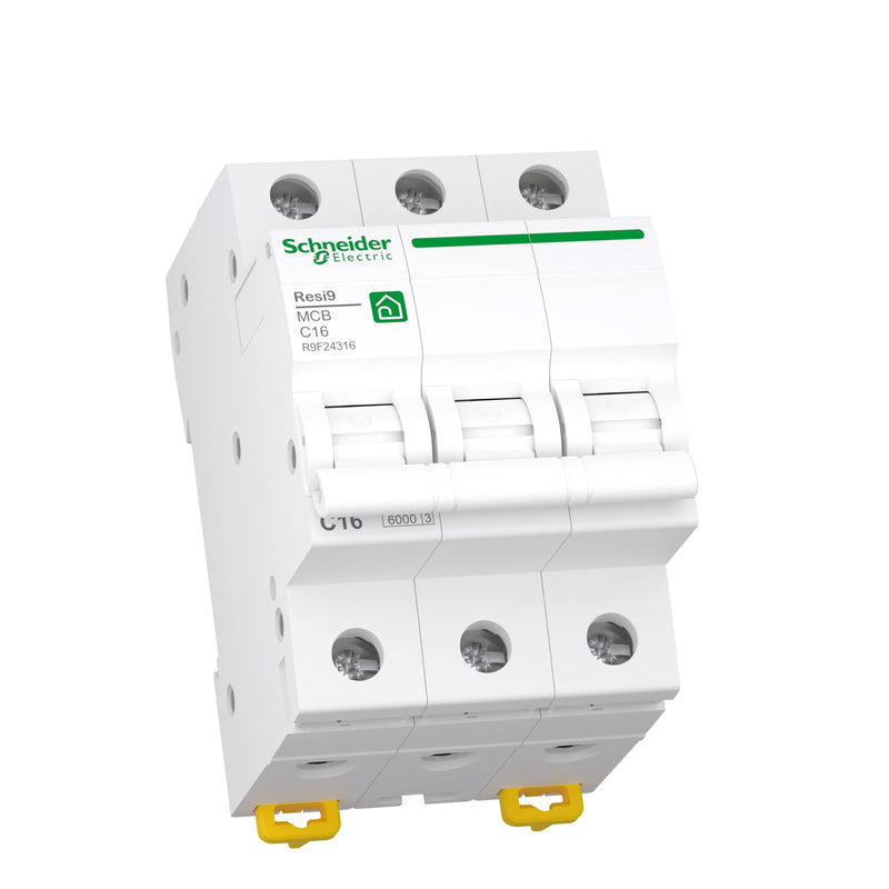 Schneider Electric R9F24316 Resi9 3-Pin Circuit Breaker | 16A, C characteristic, 6kA Rated current 16A Operating voltage 400 V