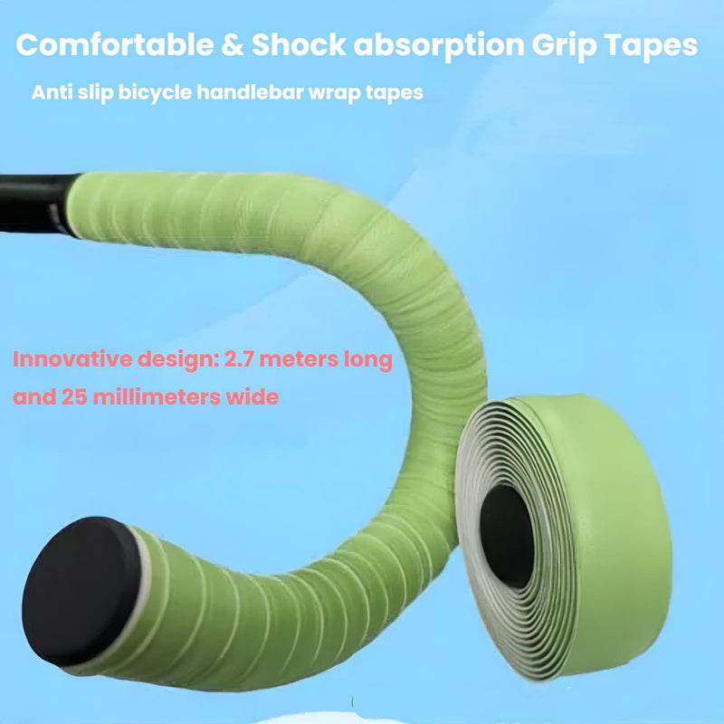 Bicycle Handlebar Tape for Road Mountain Gravel Bikes Anti-Slip PU Shock-Absorbing EVA Foam Handle Bar Wrap Tapes, 270 cm/106 Inch (Grey Blue) Grey blue