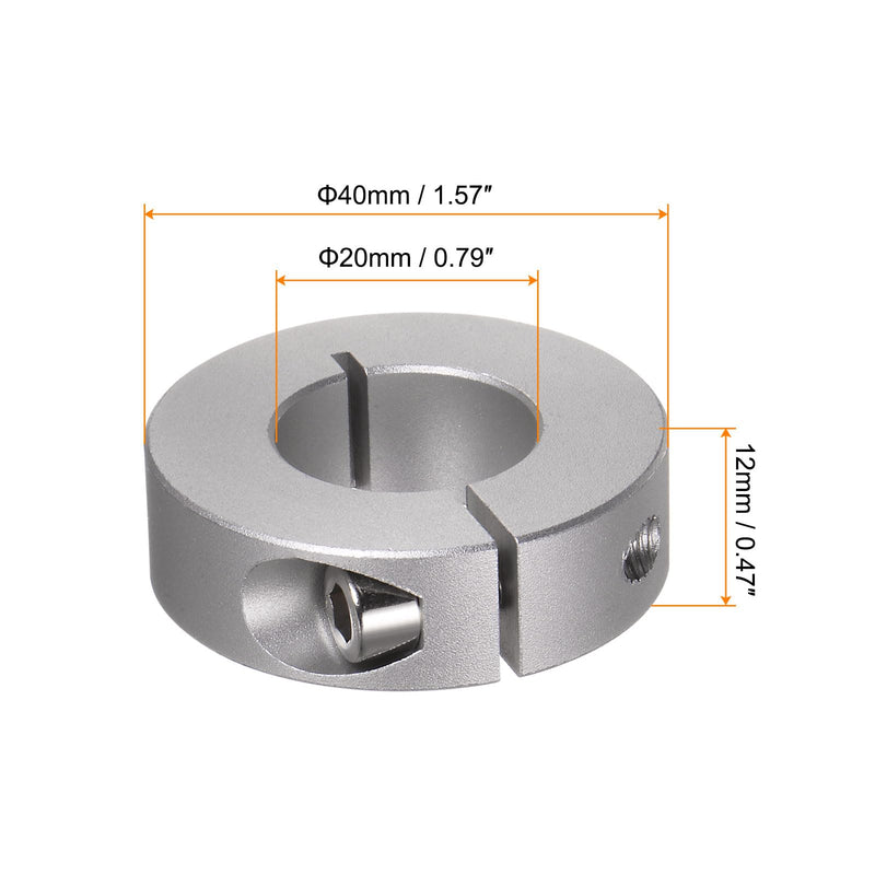 [Australia - AusPower] - 4pcs Shaft Collar 20mm Bore Aluminum Alloy Set Screw Split Clamp-On Collars, 40mm OD, 12mm Width, for Wheel Barrow Axle, Gearbox Assemblies, Machine Tools, Industry, Anodization 