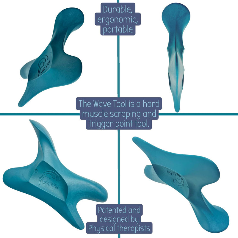 The Wave Tool, The Ultimate Soft Tissue Release Tool. Patented, Ergonomic Scraping and Massage Tool for Trigger Points, fascial Release, Muscle Aches, Pain, tendonitis, Scar Tissue, Athletic Recovery Deep Sea Teal