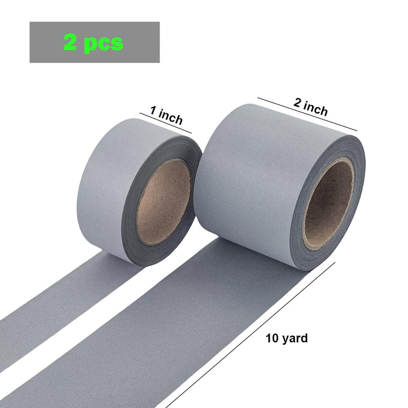2 Rolls Sew On Reflective Fabric Roll, High Intensity Silver Gray DIY Reflective Material for Safety Vests, Clothing, Costumes, Bags, Decoration