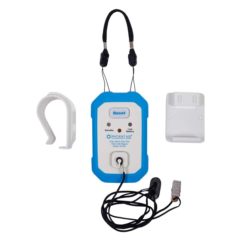 [Australia - AusPower] - Patient Aid Advanced Floor and Chair Alarm for Fall Prevention with Magnetic Pull Cord, 10" x 15" Alarm Pad with Pressure Motion Sensor, 3 Mounting & Ring Chime Options, with AC Adapter & 9V Battery Chair Pad 