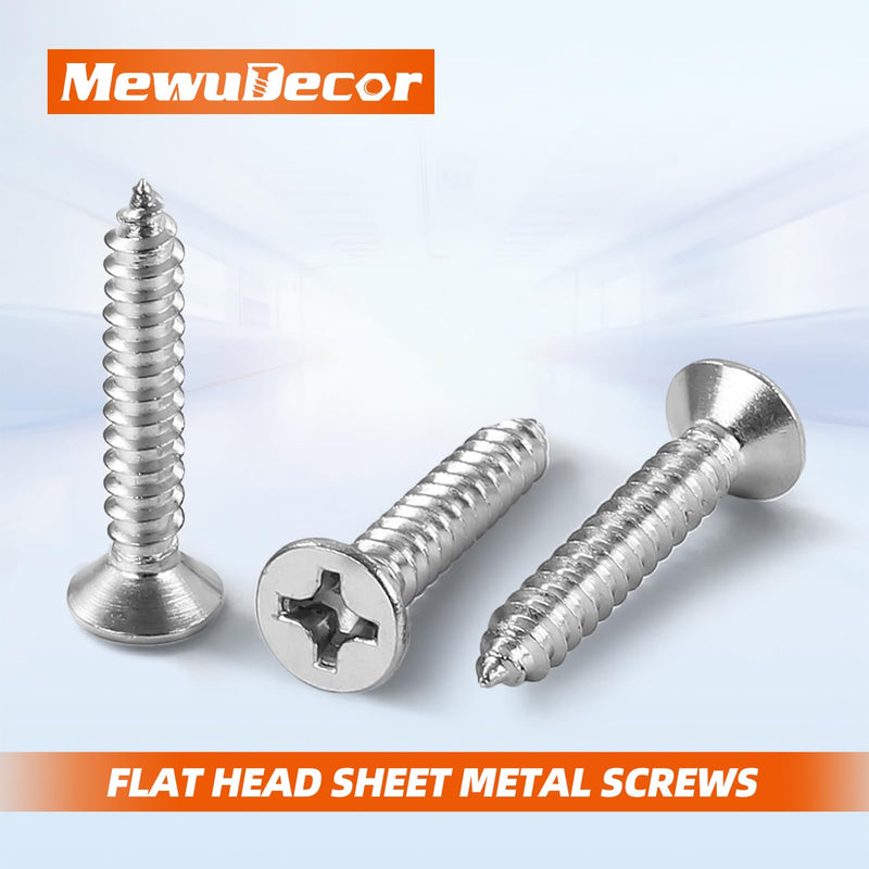 [Australia - AusPower] - #12 x 2-1/2" Flat Head Sheet Metal Screws Wood Screws, Self Tapping, Stainless Steel 18-8 (304), 25 PCS #12 x 2-1/2" 