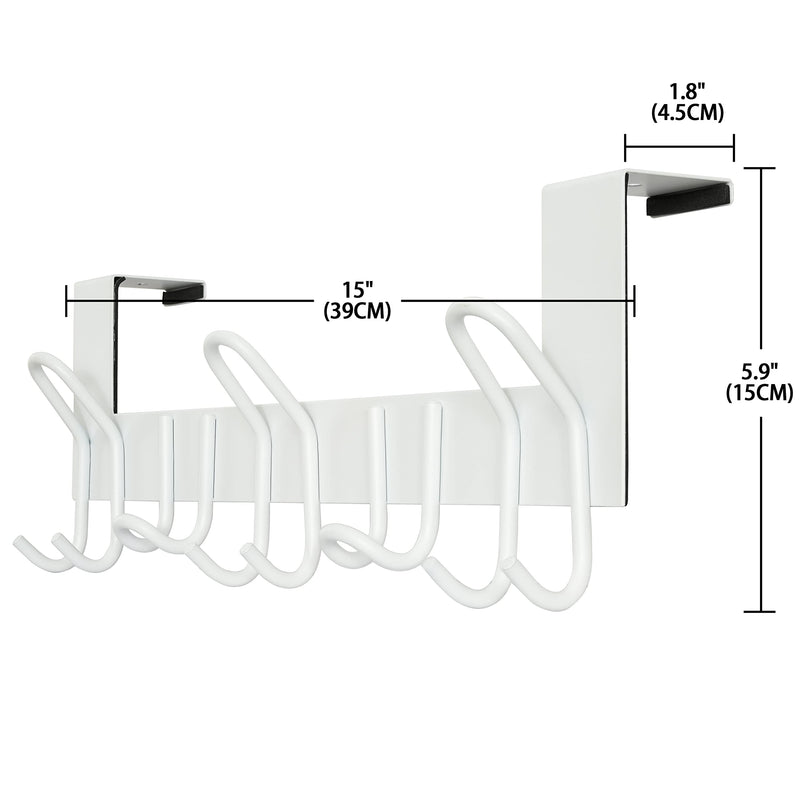 [Australia - AusPower] - SKOLOO Over The Door Hooks - for doors up to 1-3/4'' thickness, Metal Door Hanger with 11 Hooks, Over The Door Hanger for Coats, Hats,Towels, White 