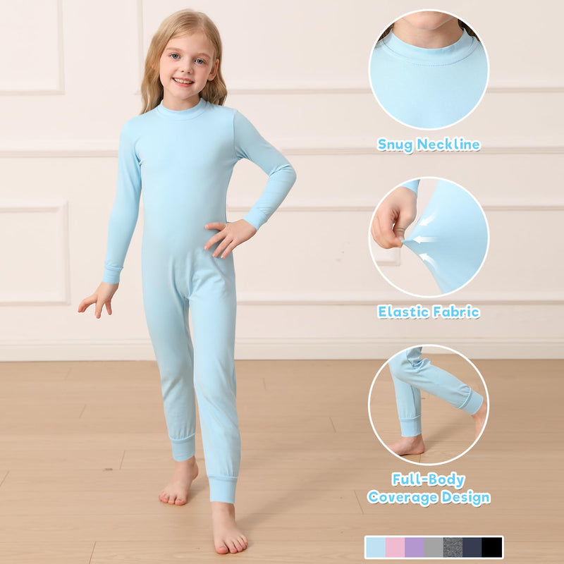 Adaptive Clothing for Special Needs Kids - Anti-Strip Zip Back Jumpsuit for Autism, Long Sleeve & Leg Blue 3-4